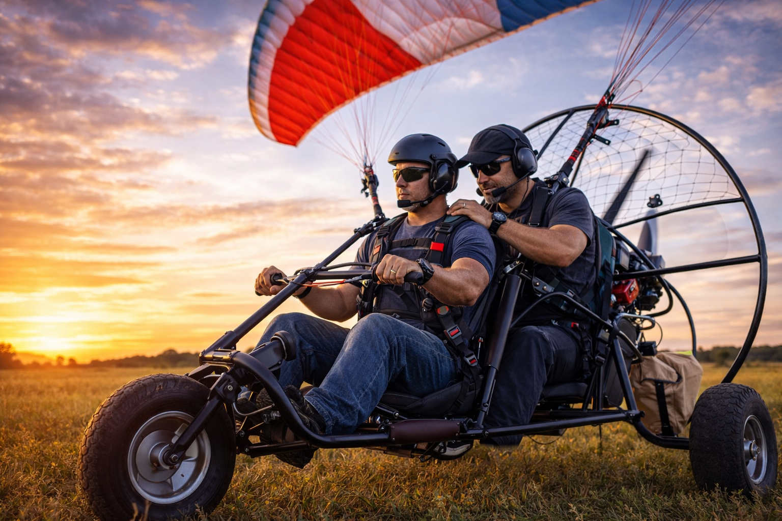 Powered paraglider trike setup